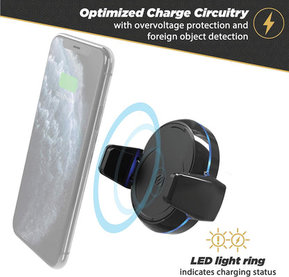 SCOSCHE MagicGrip FreeFlow Auto-Grip Wireless Charging Phone Vent Mount – Qi-Certified Fast Charger