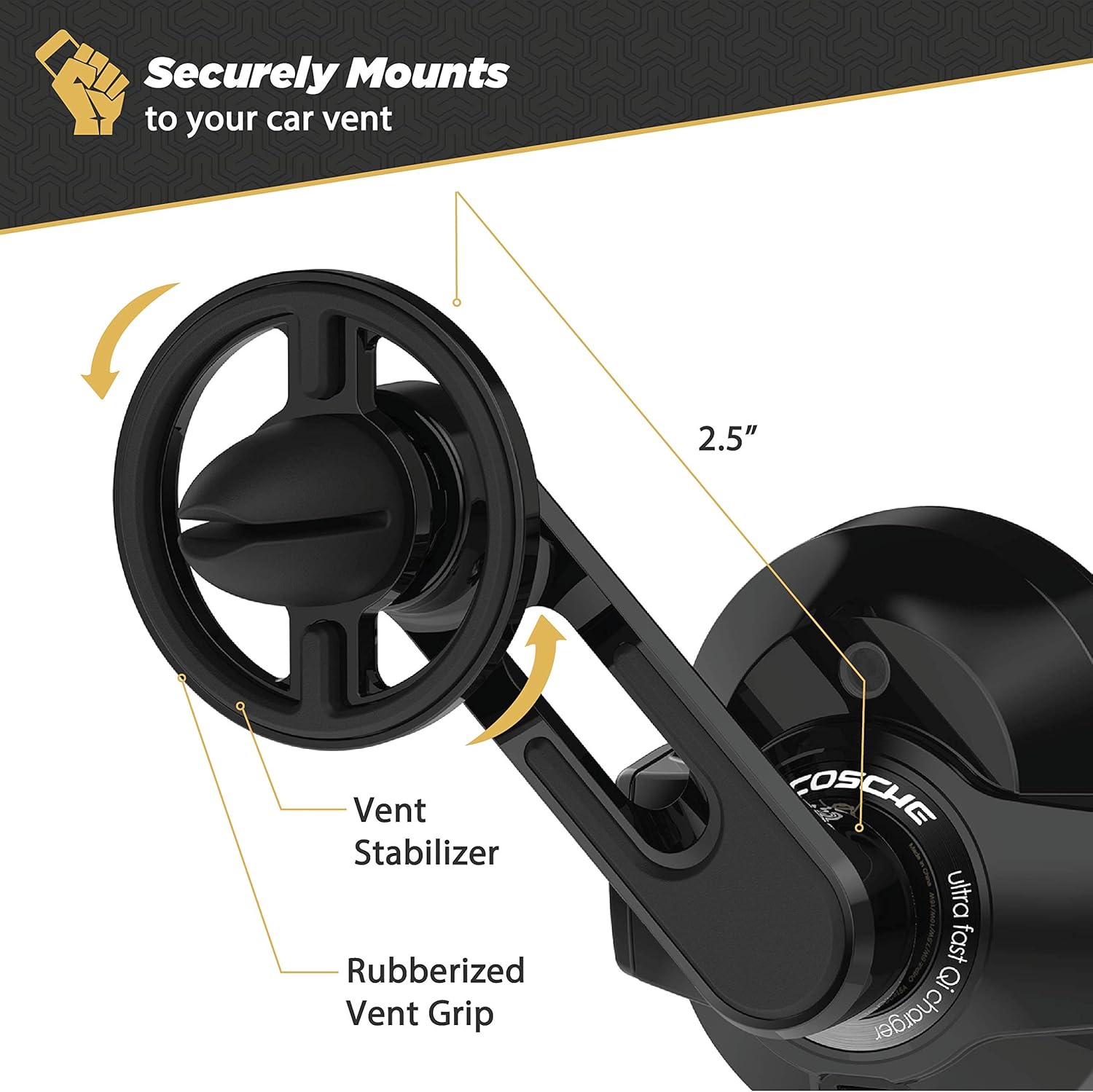 SCOSCHE MagicGrip FreeFlow Auto-Grip Wireless Charging Phone Vent Mount – Qi-Certified Fast Charger