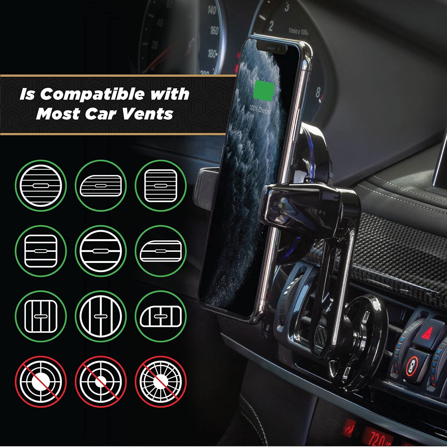 SCOSCHE MagicGrip FreeFlow Auto-Grip Wireless Charging Phone Vent Mount – Qi-Certified Fast Charger