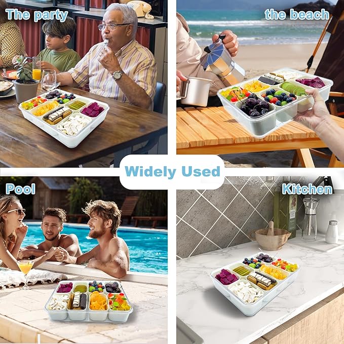 Deposition Snack Box Deli Container – 8-Compartment Transparent Tray with Lid & Handle