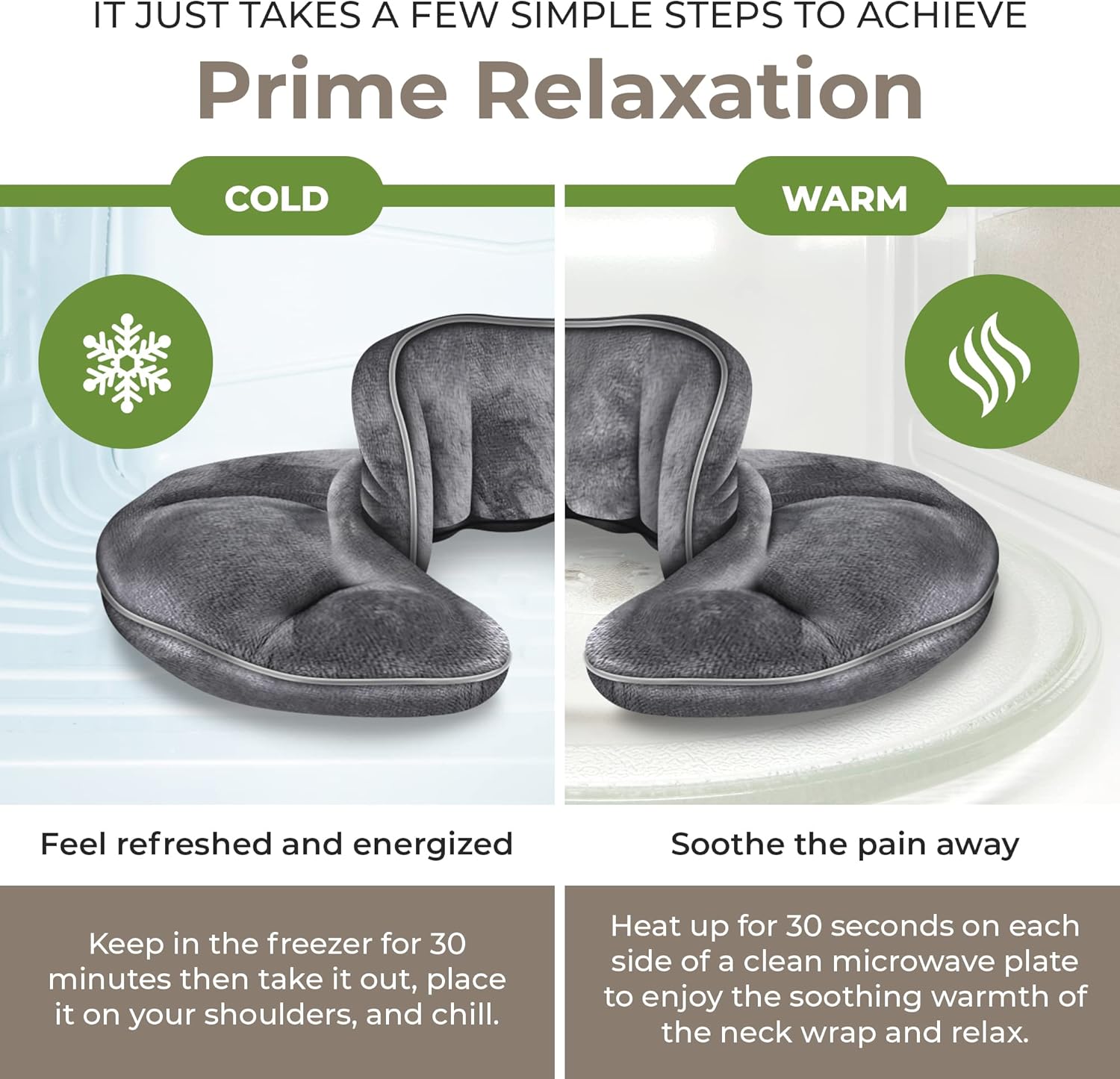 Neck & Shoulder Heating Pad – Microwaveable – Pain Relief Wrap – Grey