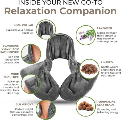 Neck & Shoulder Heating Pad – Microwaveable – Pain Relief Wrap – Grey