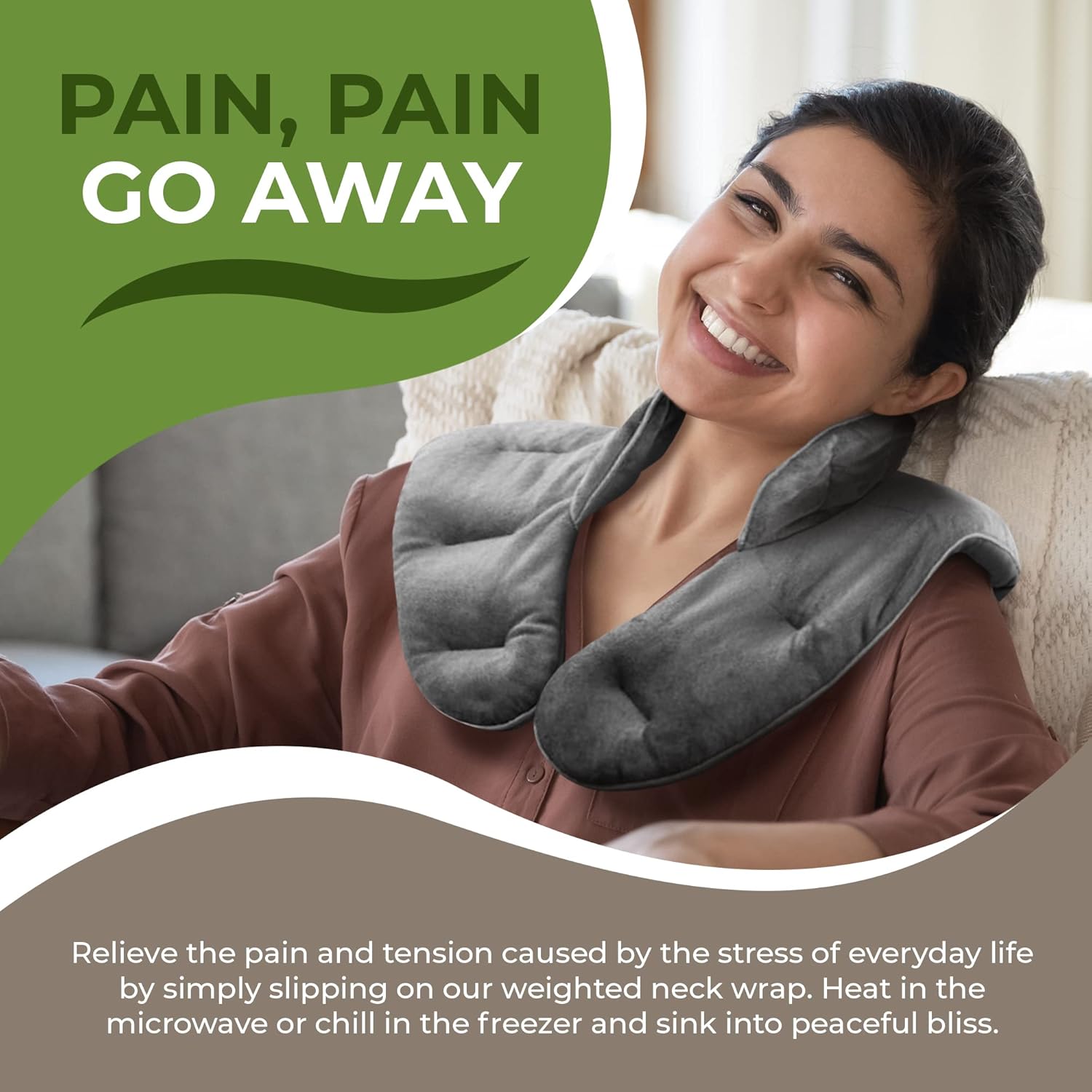 Neck & Shoulder Heating Pad – Microwaveable – Pain Relief Wrap – Grey
