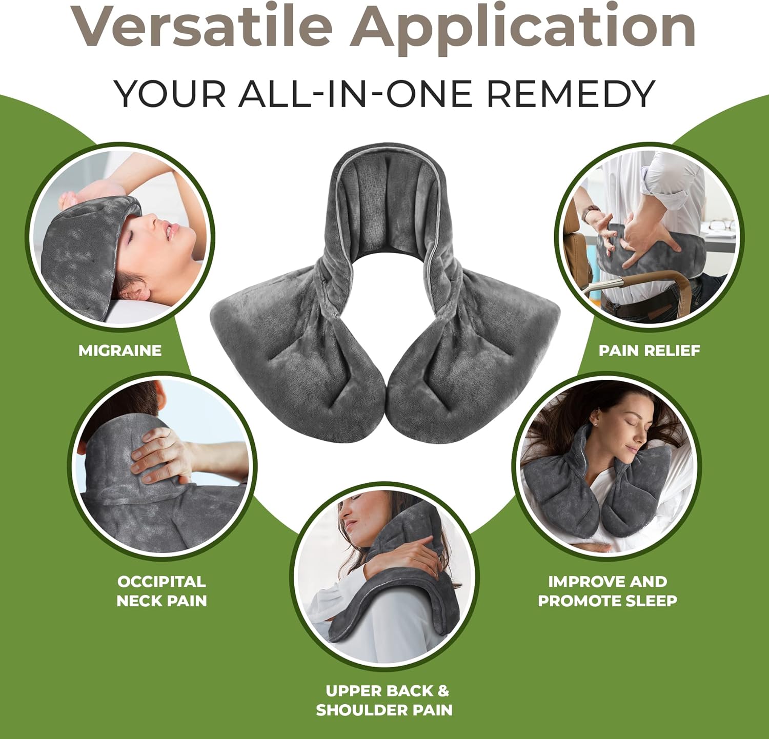 Neck & Shoulder Heating Pad – Microwaveable – Pain Relief Wrap – Grey