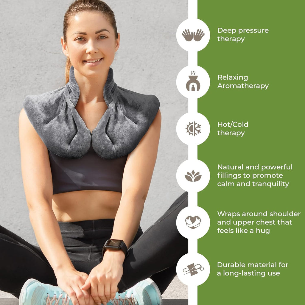 Neck & Shoulder Heating Pad – Microwaveable – Pain Relief Wrap – Grey