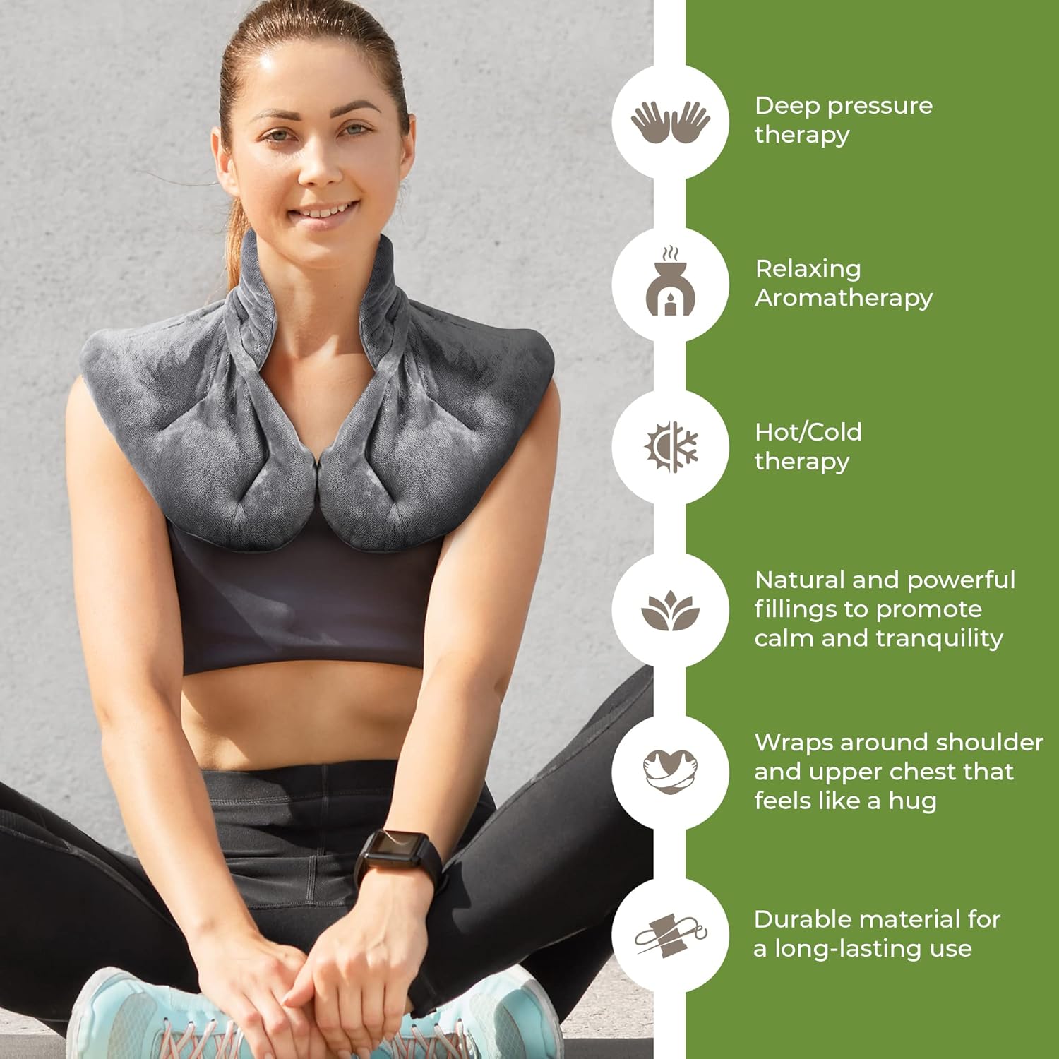 Neck & Shoulder Heating Pad – Microwaveable – Pain Relief Wrap – Grey