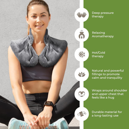 Neck & Shoulder Heating Pad – Microwaveable – Pain Relief Wrap – Grey