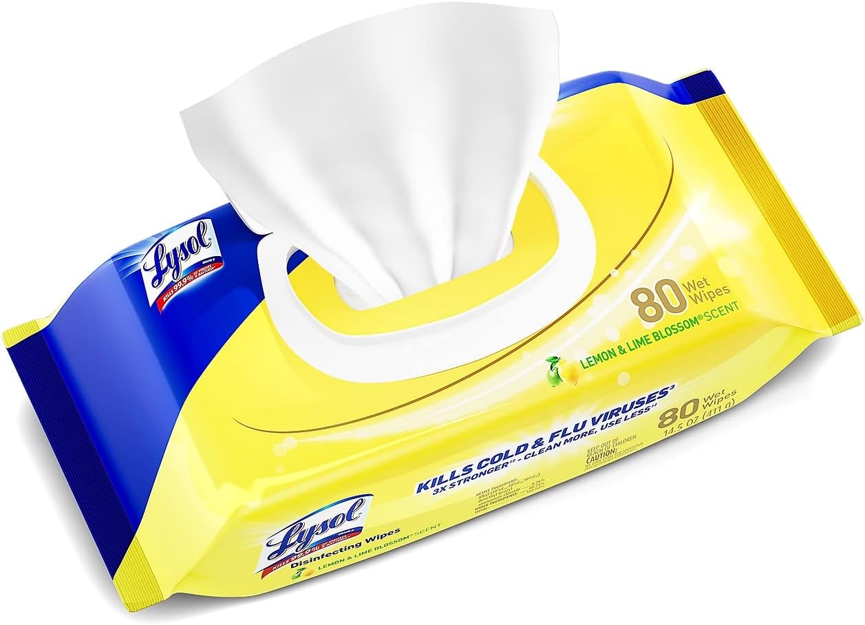 80ct Lysol Disinfecting Wipes – Lemon & Lime Blossom Flatpack