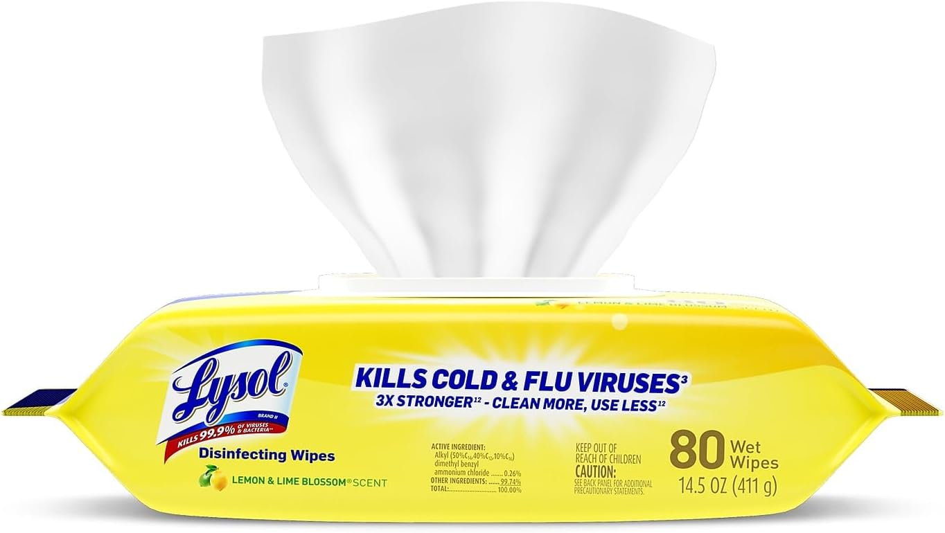 80ct Lysol Disinfecting Wipes – Lemon & Lime Blossom Flatpack
