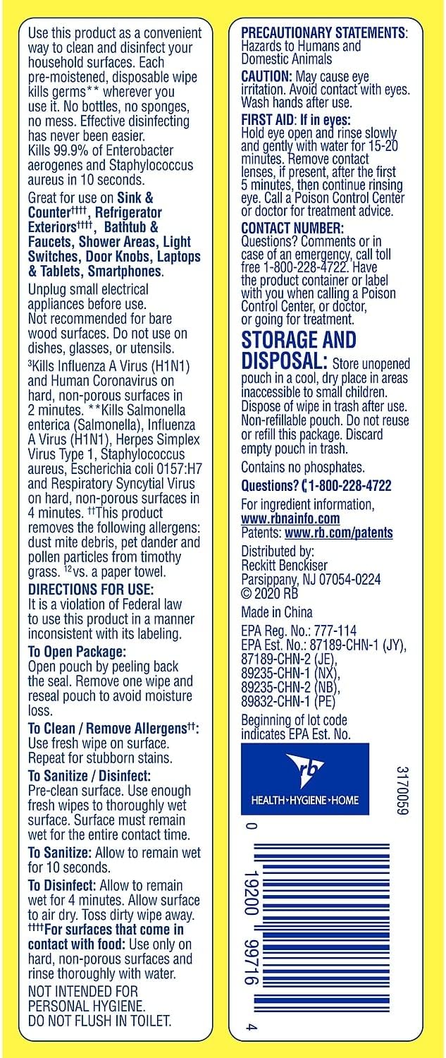 80ct Lysol Disinfecting Wipes – Lemon & Lime Blossom Flatpack