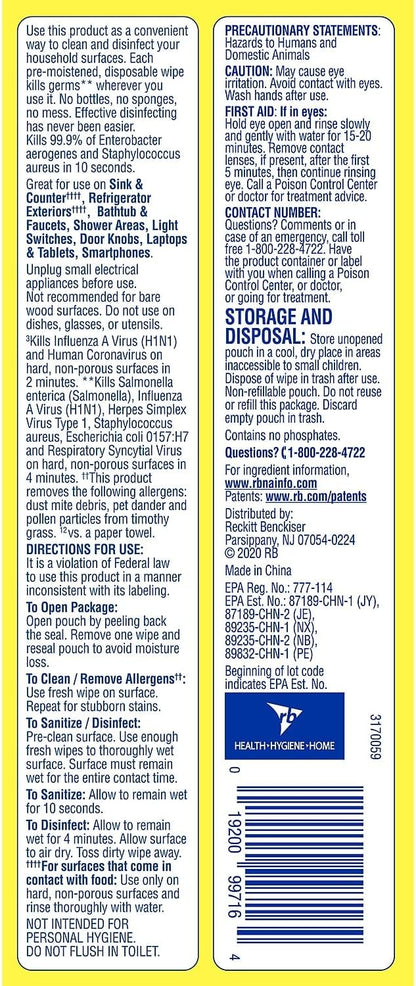 80ct Lysol Disinfecting Wipes – Lemon & Lime Blossom Flatpack