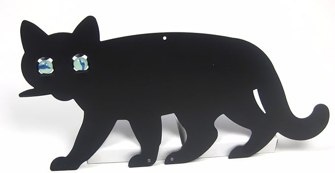 Scare Cat Garden Pest Deterrent – 14" Black Metal with Reflective Eyes