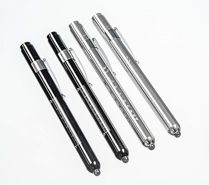 4pk Medical Diagnostic Penlights – White & Warm Light with Pupil Gauge