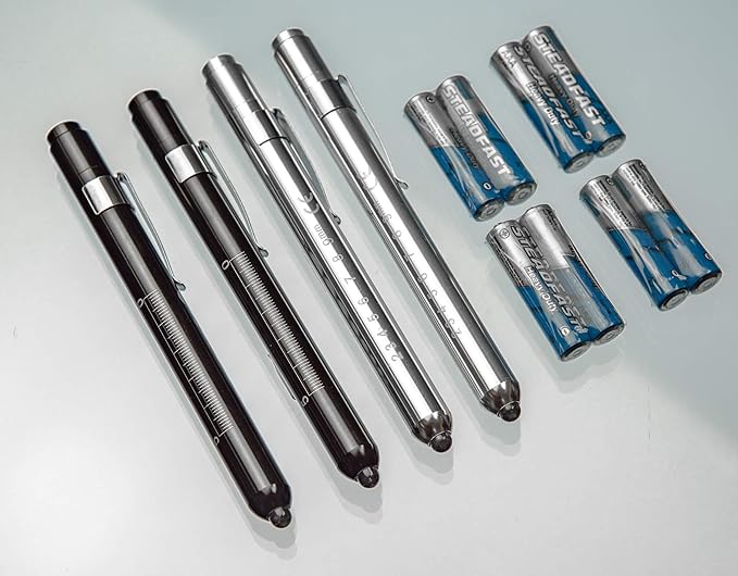 4pk Medical Diagnostic Penlights – White & Warm Light with Pupil Gauge