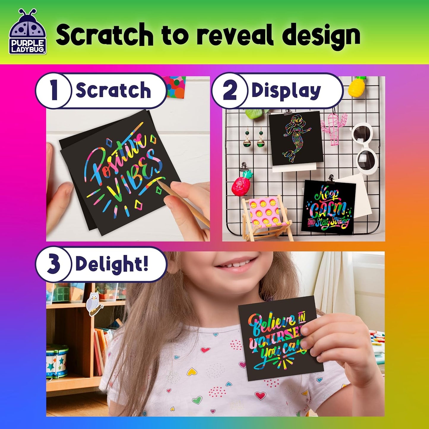150 Rainbow Scratch Art Mini Notes – Colorful Scratch Paper for Kids & Teens