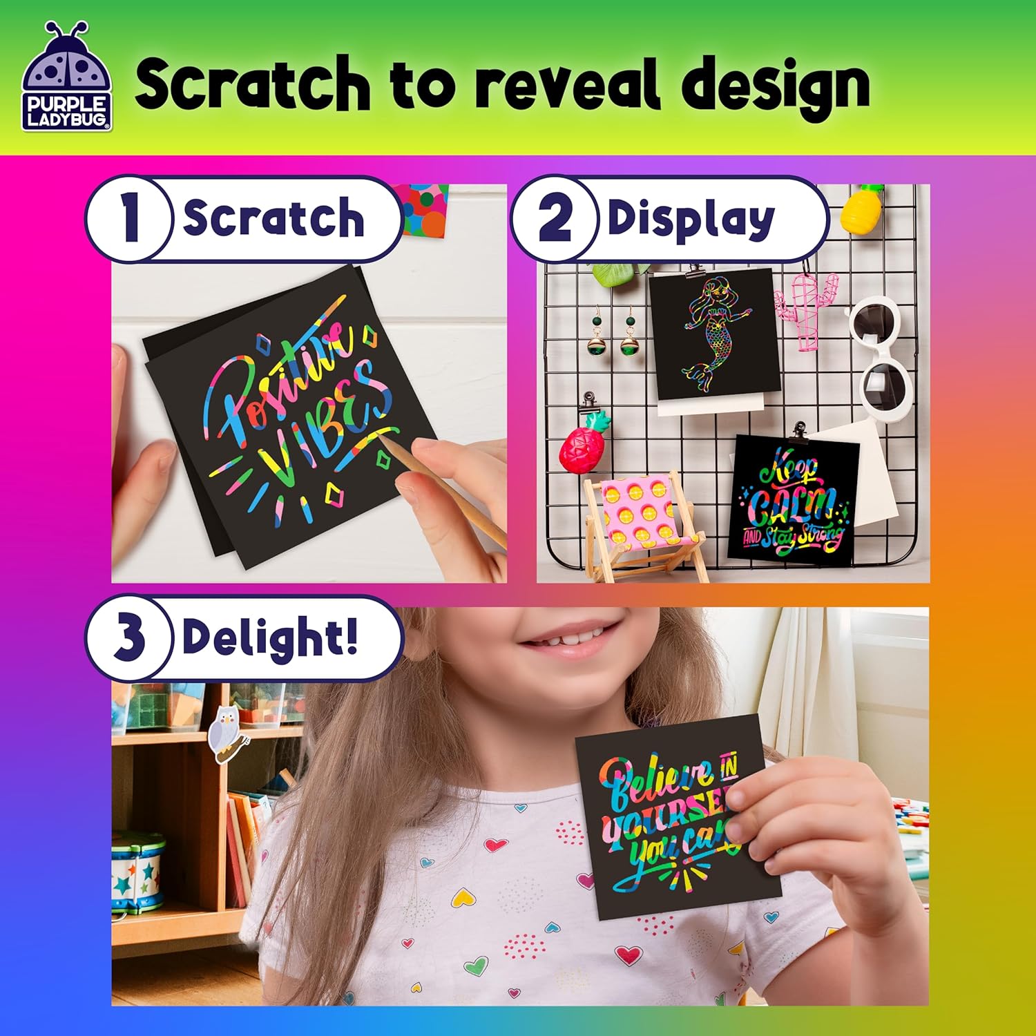 150 Rainbow Scratch Art Mini Notes – Colorful Scratch Paper for Kids & Teens