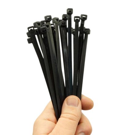 25pc Black Plastic Zip Ties – 8″ x 3/16″ Multi-Purpose Cable Ties