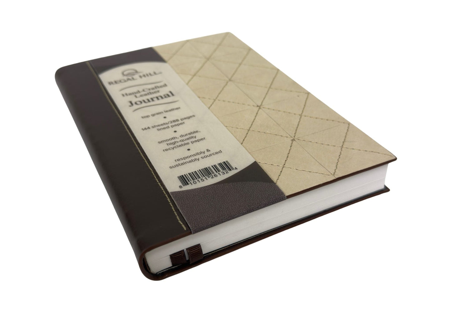 Regal Hill Top Grain Leather Narrow Rule 5″x 7″ Journal – Beige & Brown Patchwork