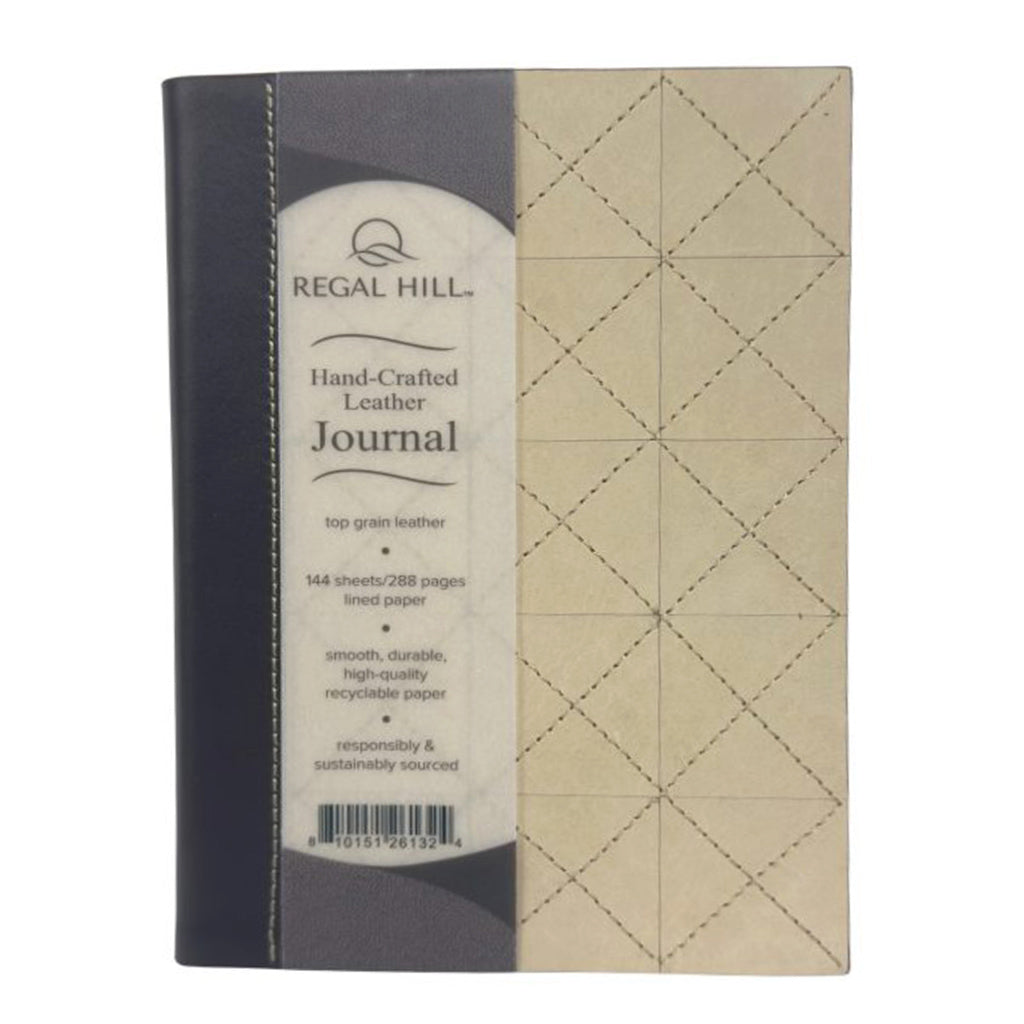 Regal Hill Top Grain Leather Narrow Rule 5″x 7″ Journal – Beige & Brown Patchwork