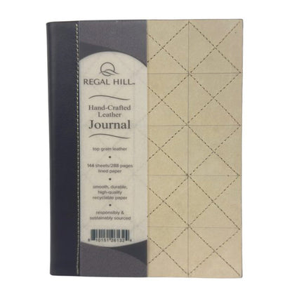Regal Hill Top Grain Leather Narrow Rule 5″x 7″ Journal – Beige & Brown Patchwork