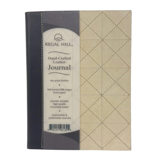 Regal Hill Top Grain Leather Narrow Rule 5″x 7″ Journal – Beige & Brown Patchwork