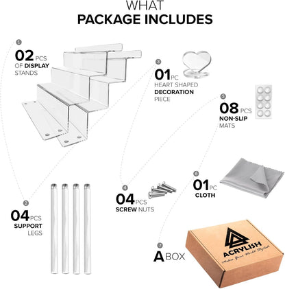 2pk Acrylic Display Riser –  Perfume & Cologne Organizer, 9" x 6"