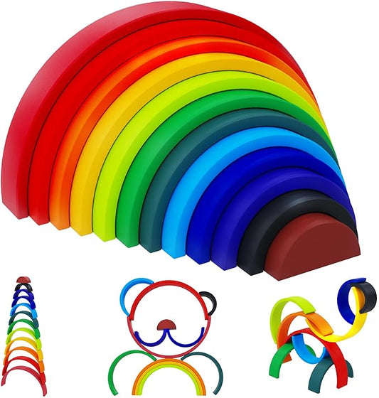 12pc Pirouettely Wooden Rainbow Stacking Toy – Large Size