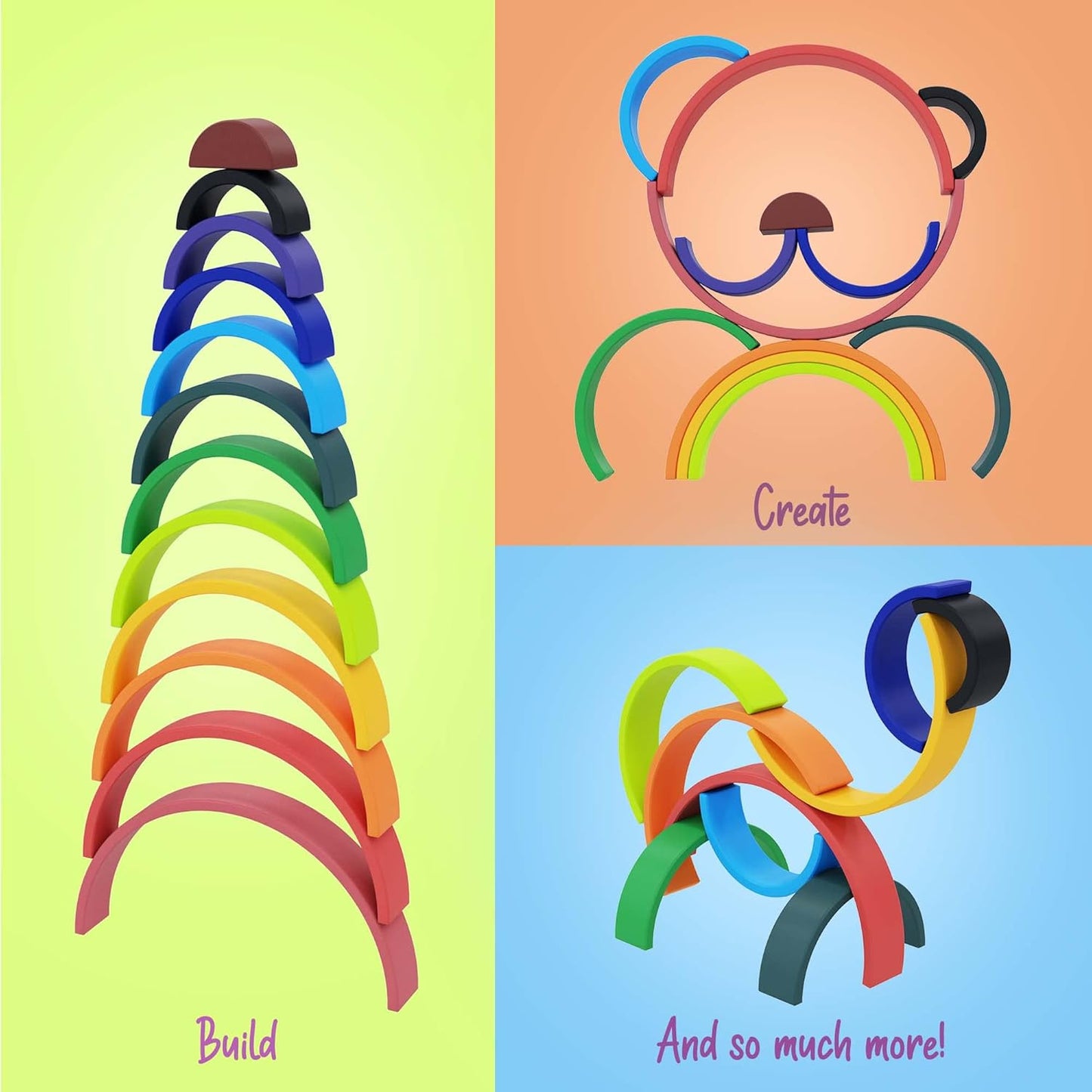 12pc Pirouettely Wooden Rainbow Stacking Toy – Large Size