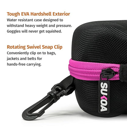 Ski Goggle Travel Case – Hard Shell EVA Protector, Water-Resistant