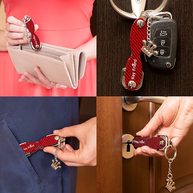 KeyFriend Smart Key Holder – Carbon Fiber Key Organizer for Up to 18 Keys