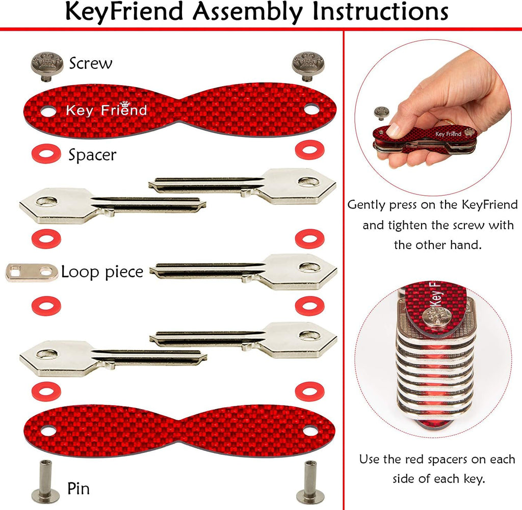KeyFriend Smart Key Holder – Carbon Fiber Key Organizer for Up to 18 Keys