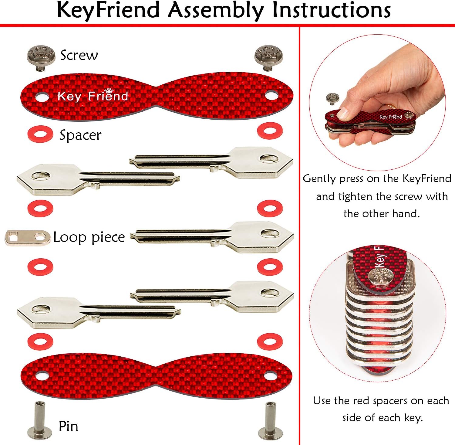 KeyFriend Smart Key Holder – Carbon Fiber Key Organizer for Up to 18 Keys