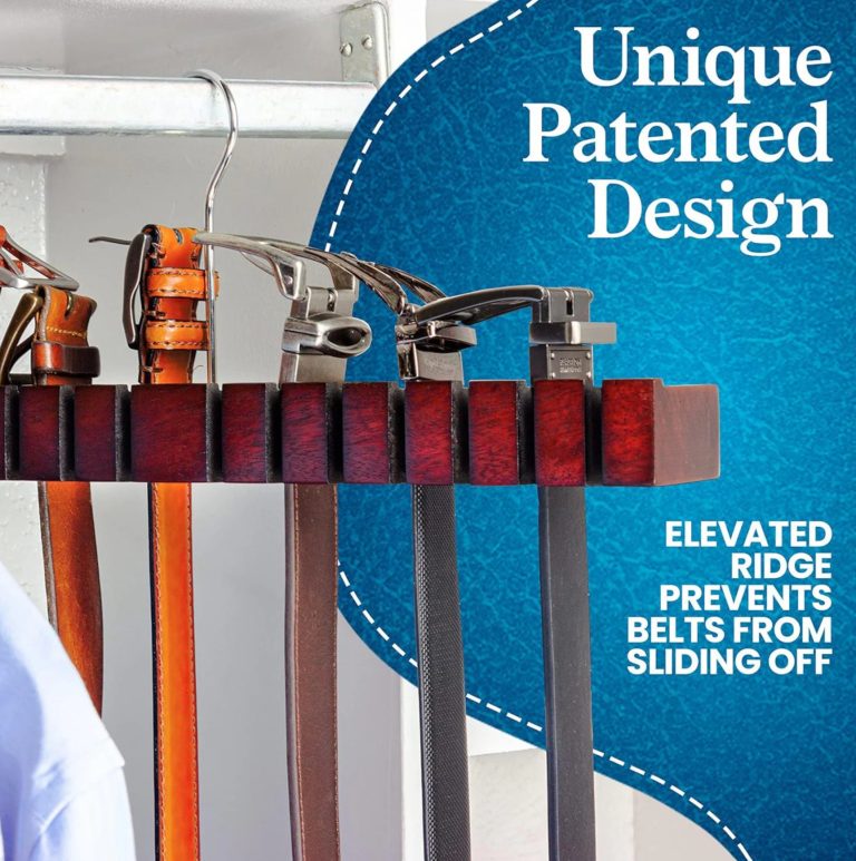 HOUNDSBAY Wooden Block Belt Hanger – Holds 17 Belts – Premium Grade