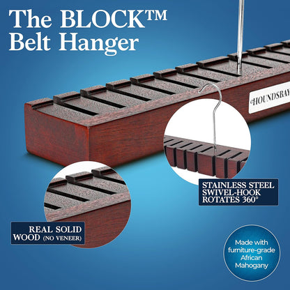 HOUNDSBAY Wooden Block Belt Hanger – Holds 17 Belts – Premium Grade