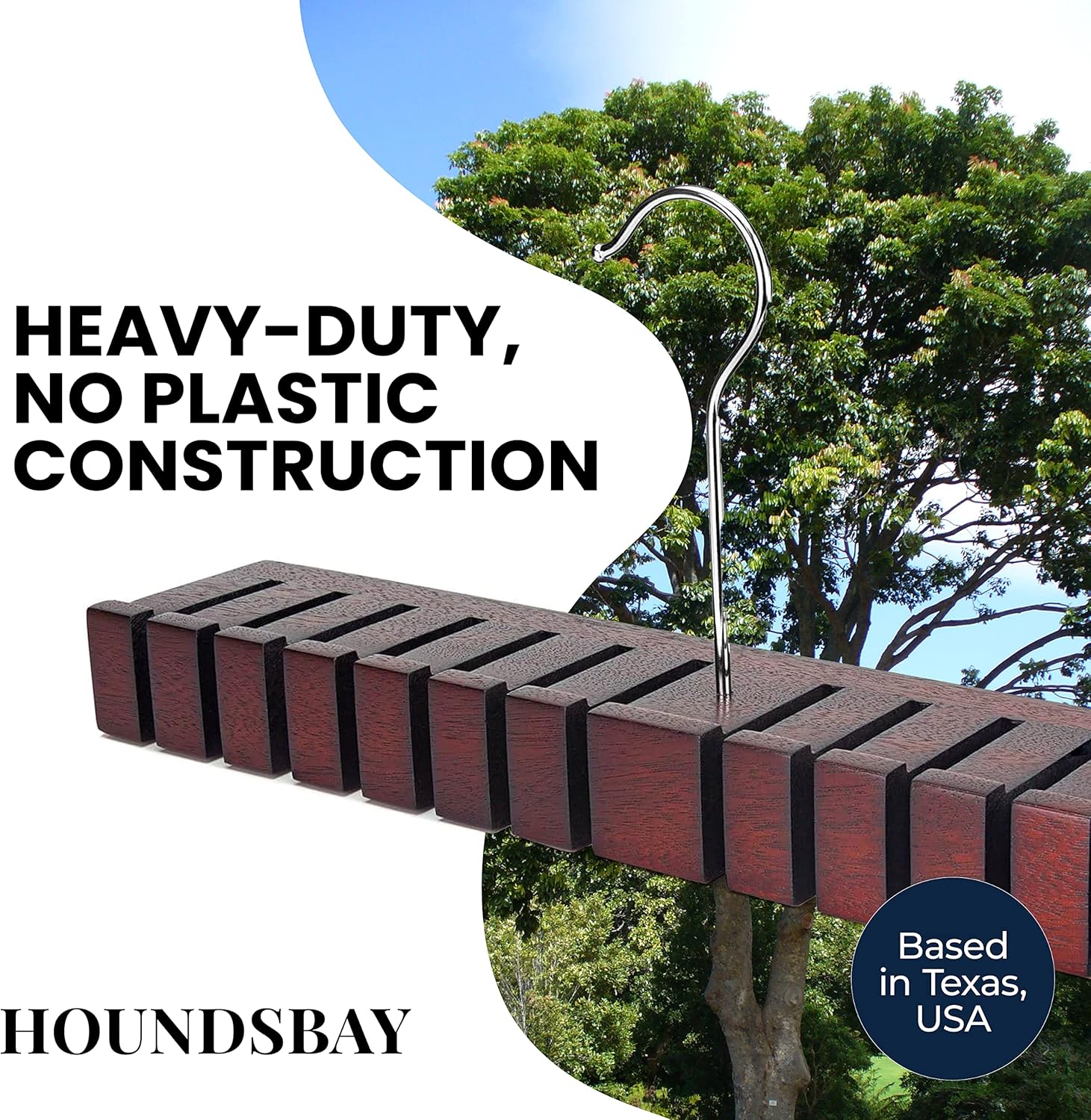 HOUNDSBAY Wooden Block Belt Hanger – Holds 17 Belts – Premium Grade