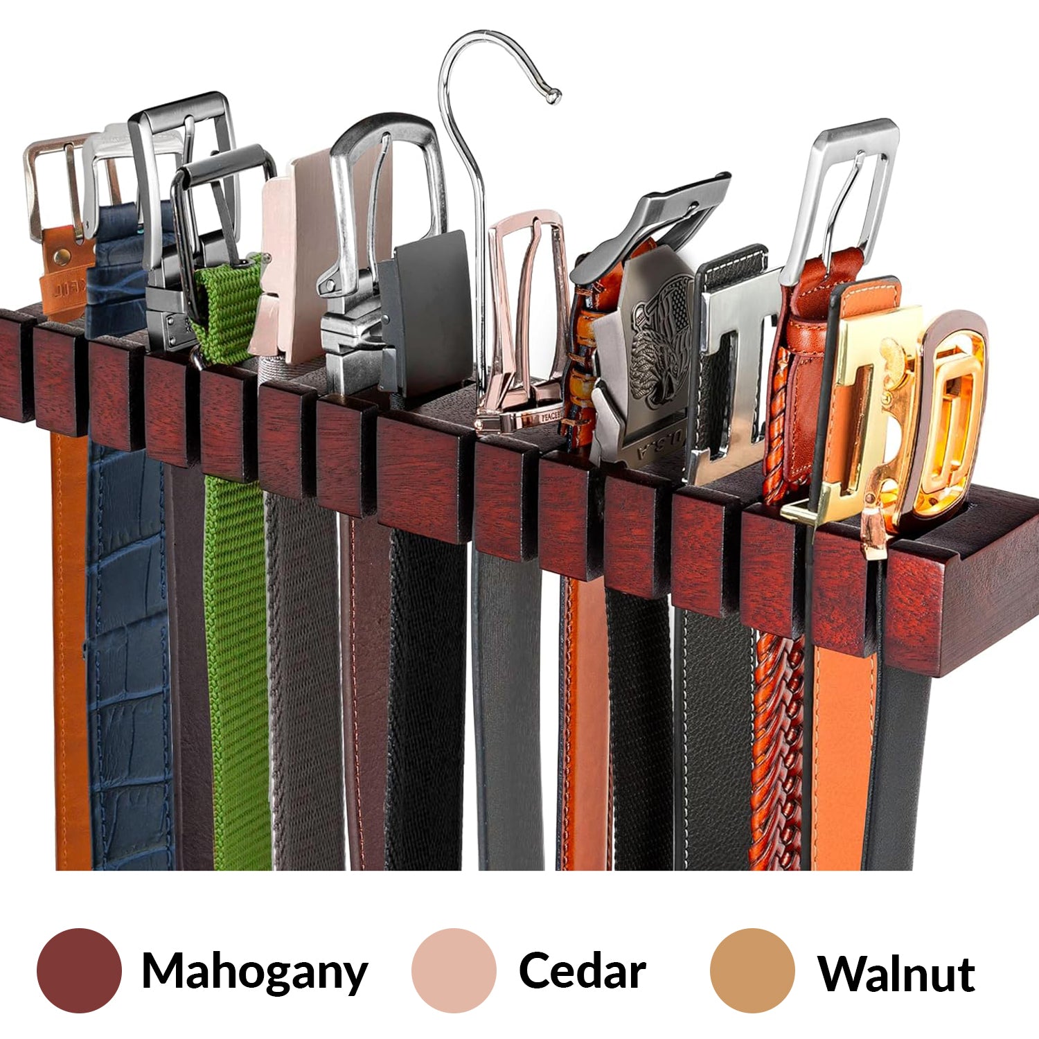 HOUNDSBAY Wooden Block Belt Hanger – Holds 17 Belts – Premium Grade