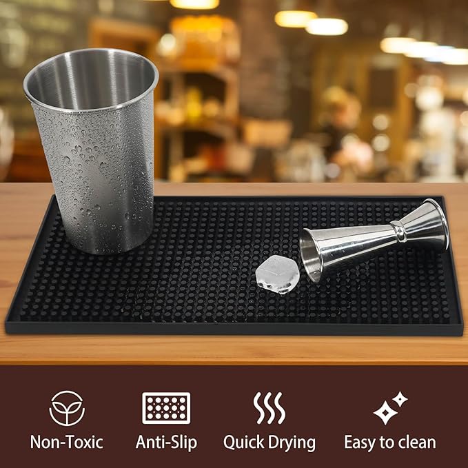 Set of 2 Non-Slip PVC Bar Service Mats – 12″ x 6″, Spill Resistant