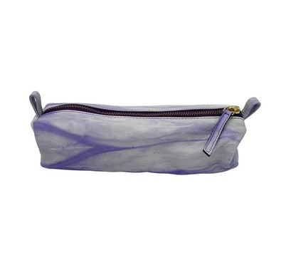Top Grain Zippered Leather Accessory Pouch – 8.5″ x 2.75″, Purple Flow