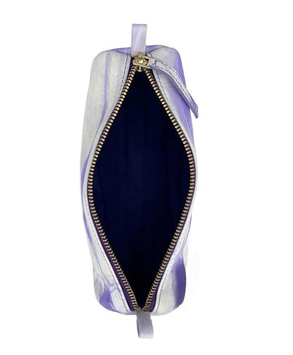Top Grain Zippered Leather Accessory Pouch – 8.5″ x 2.75″, Purple Flow