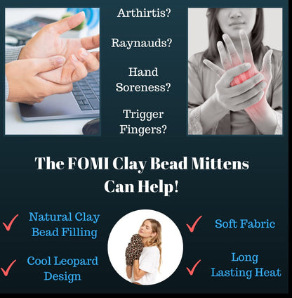 Hot Therapy Mittens – Microwavable Gloves for Arthritis & Hand Pain, Leopard Print