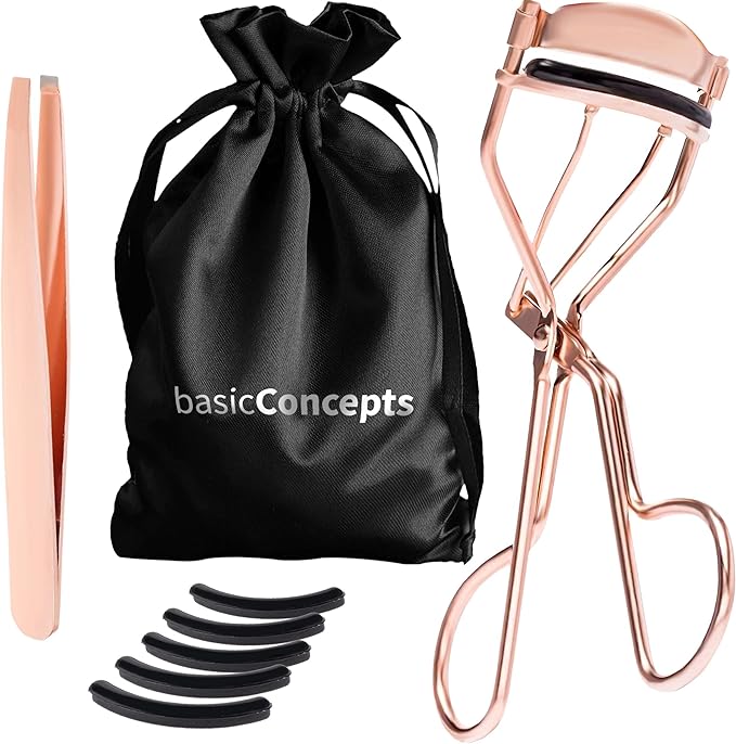 Eyelash Curler Kit – Premium Lash Curler & Tweezer Set, Rose Gold