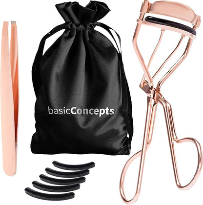 Eyelash Curler Kit – Premium Lash Curler & Tweezer Set, Rose Gold