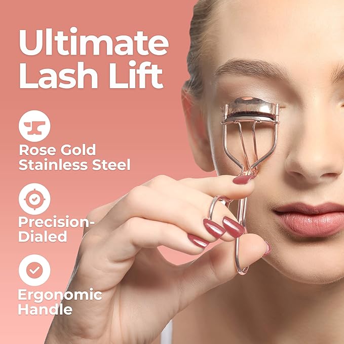 Eyelash Curler Kit – Premium Lash Curler & Tweezer Set, Rose Gold