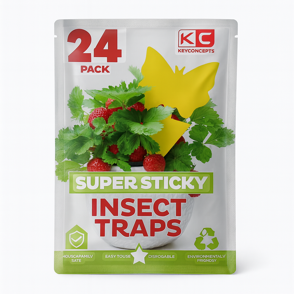 24ct Super Sticky Insect Traps – Indoor/Outdoor Yellow Fly Traps for House & Plants