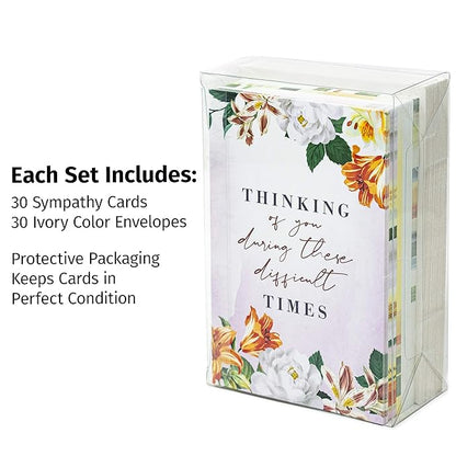 30pc Condolence Card Set – Sympathy Cards with Envelopes Assortment Box