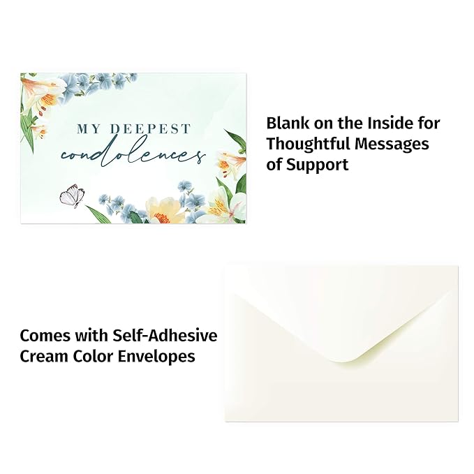 30pc Condolence Card Set – Sympathy Cards with Envelopes Assortment Box