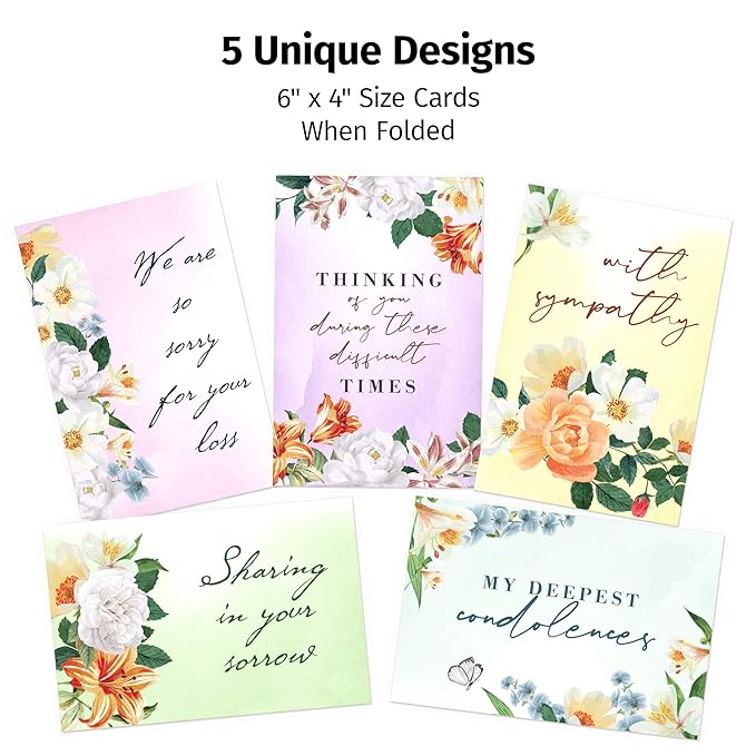 30pc Condolence Card Set – Sympathy Cards with Envelopes Assortment Box