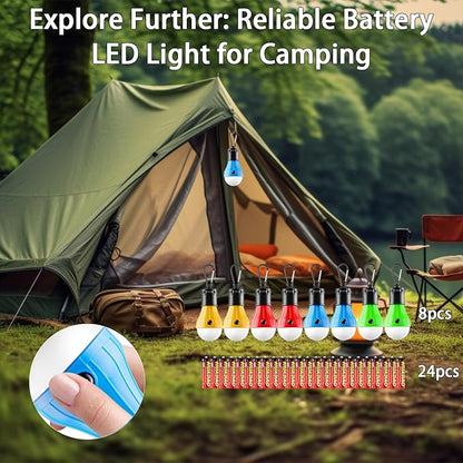 8pk LED Camping Tent  Lights – 3-Mode Dimmable Lantern Set