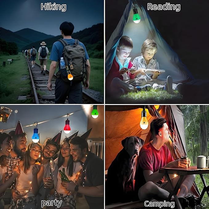 8pk LED Camping Tent  Lights – 3-Mode Dimmable Lantern Set