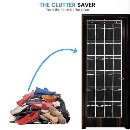 Zober 24 Pocket Over The Door Shoe Organizer w/ Chrome Hooks
